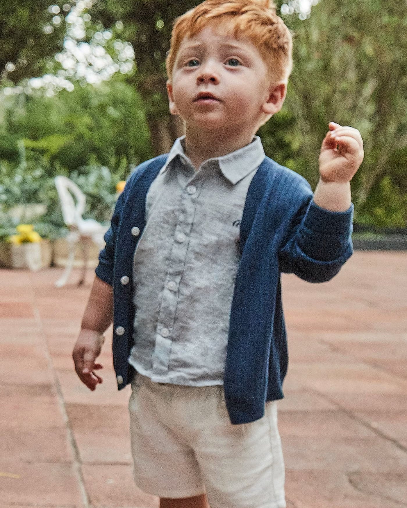 Completo in cotone e lino bermuda e camicia elegante neonato Mayoral Mayoral Azzurro