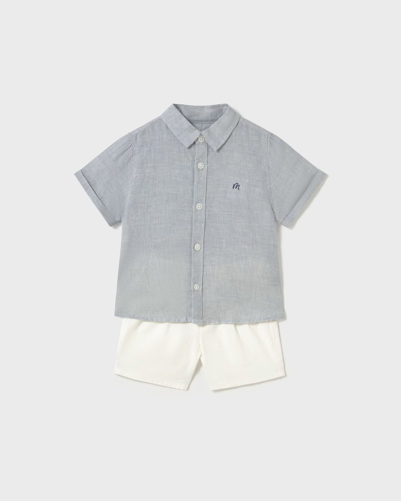 Completo in cotone e lino bermuda e camicia elegante neonato Mayoral Mayoral Azzurro