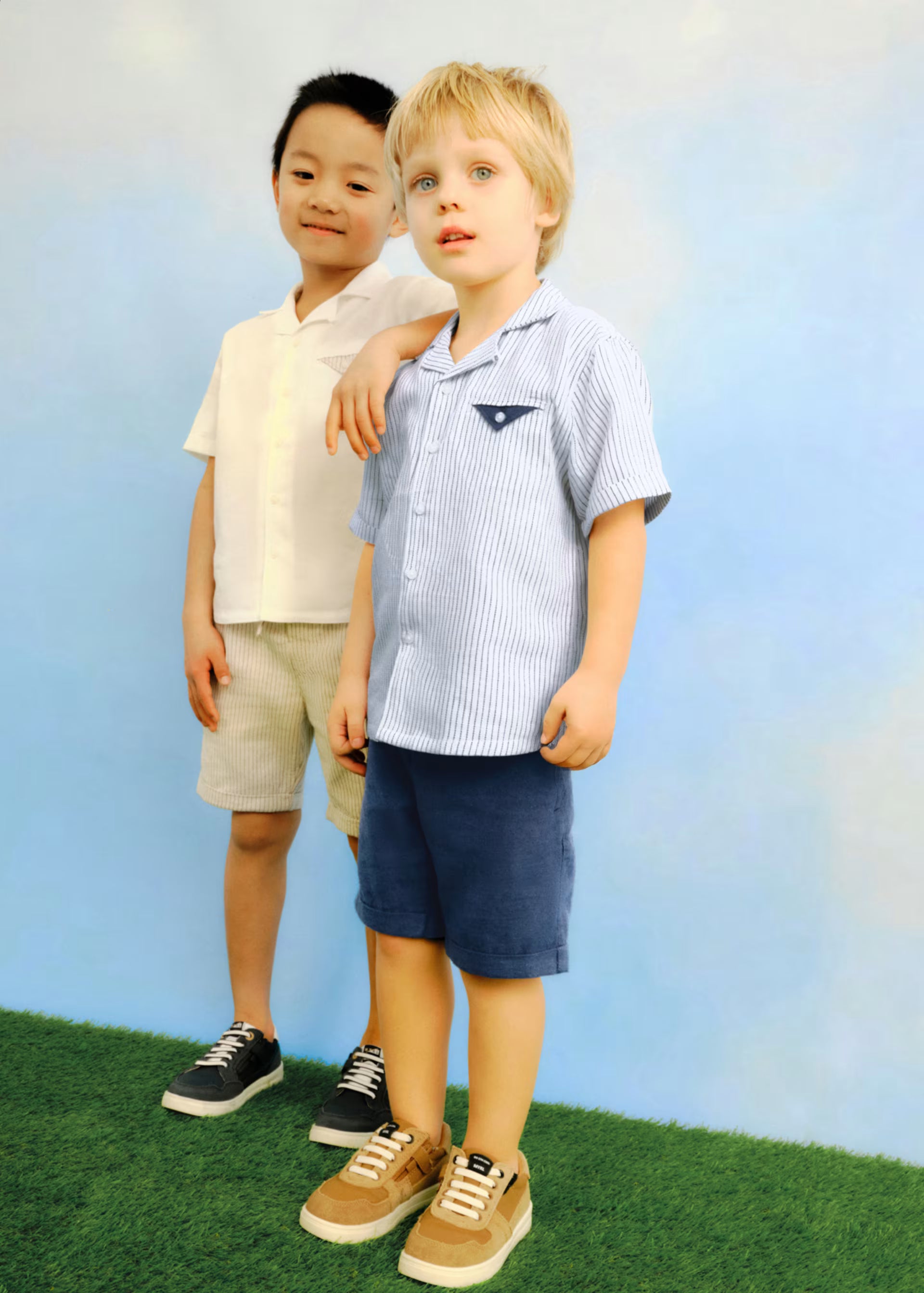Completo con bermuda e camicia righe bambino Mayoral blu Mayoral 2 Anni 92cm