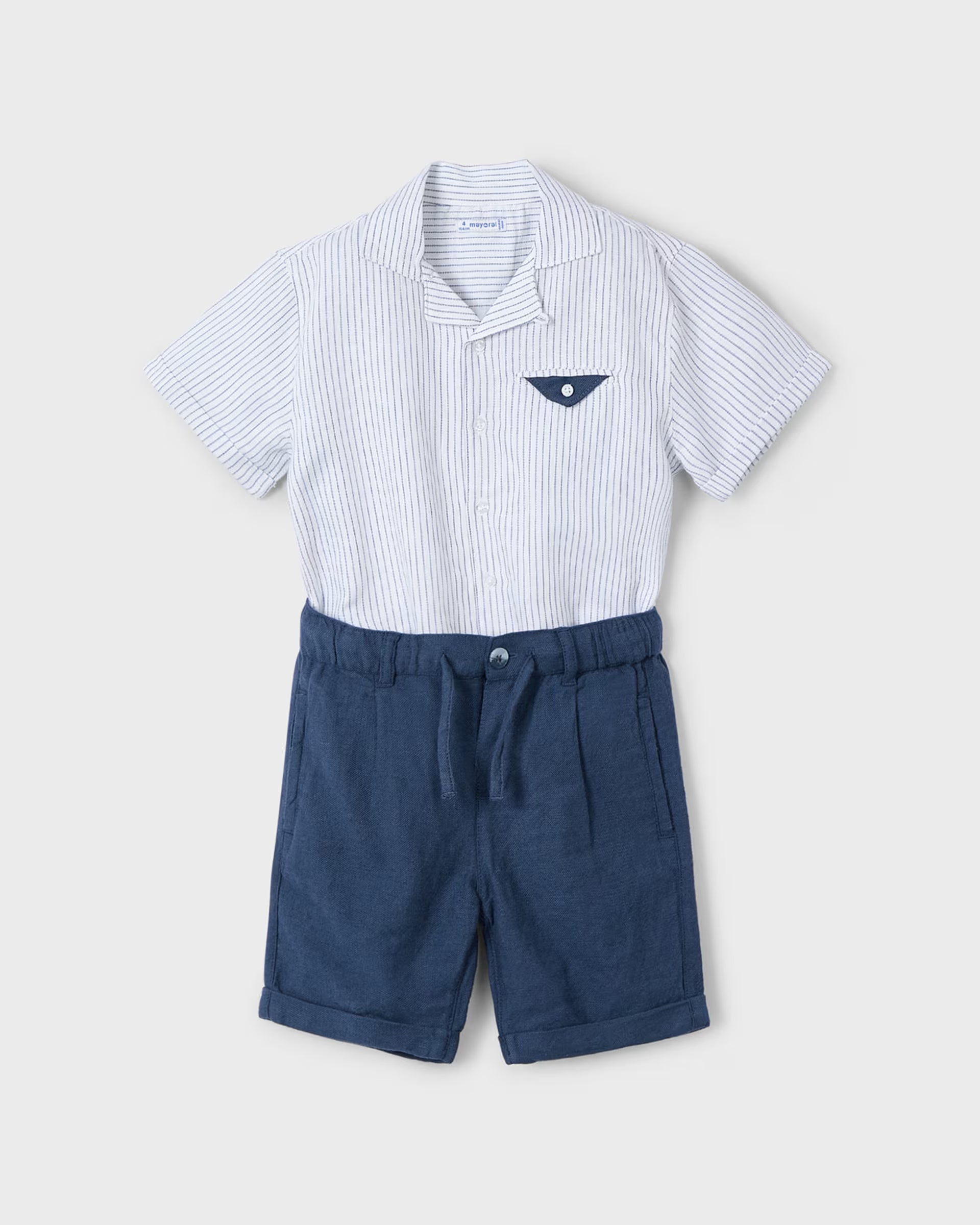 Completo con bermuda e camicia righe bambino Mayoral blu Mayoral 2 Anni 92cm