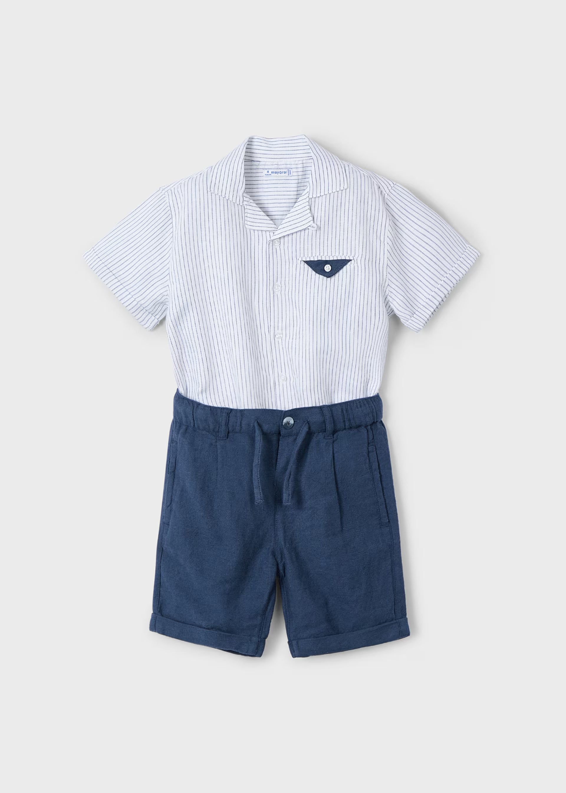 Completo con bermuda e camicia righe bambino Mayoral blu Mayoral 2 Anni 92cm
