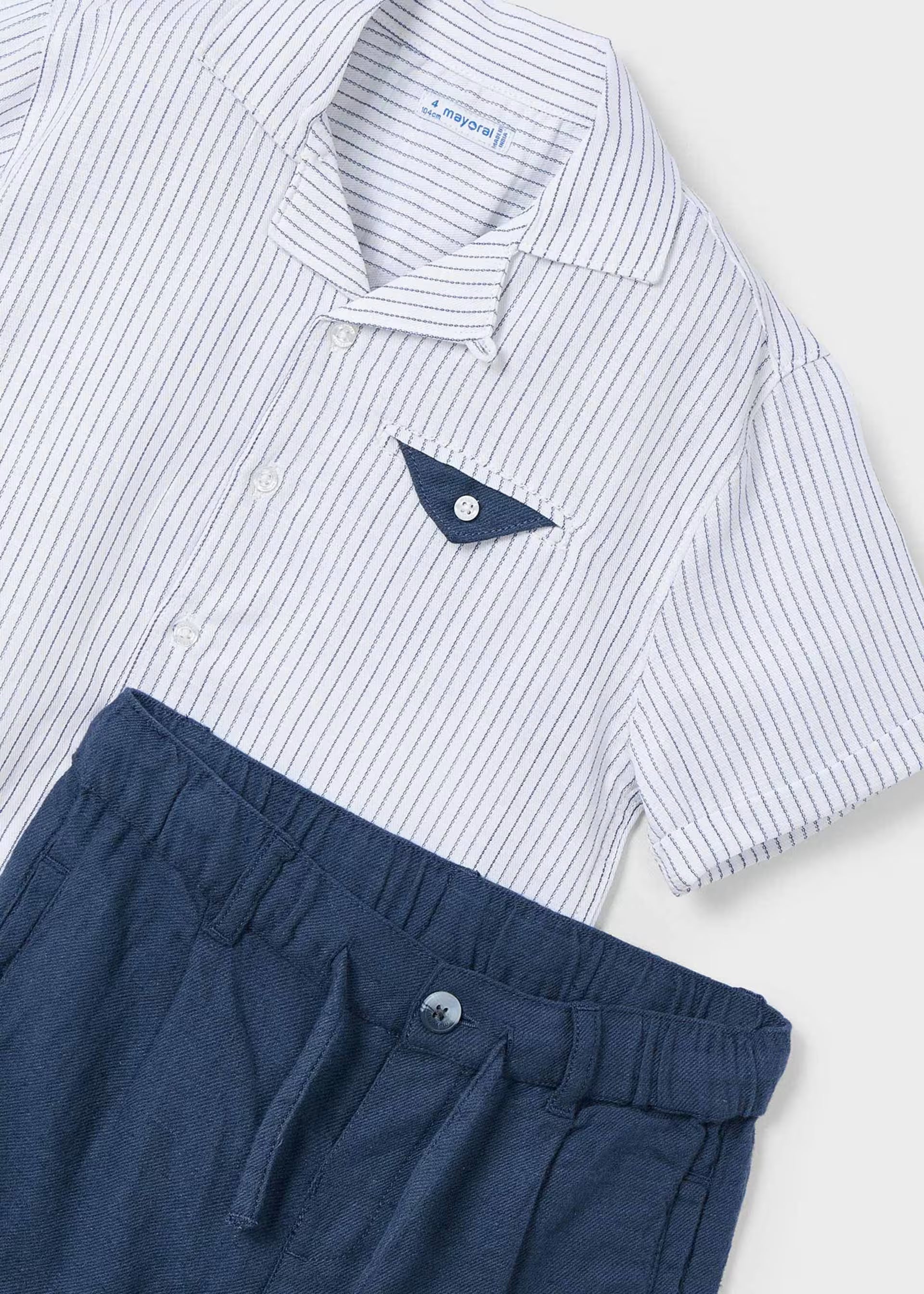 Completo con bermuda e camicia righe bambino Mayoral blu Mayoral 2 Anni 92cm