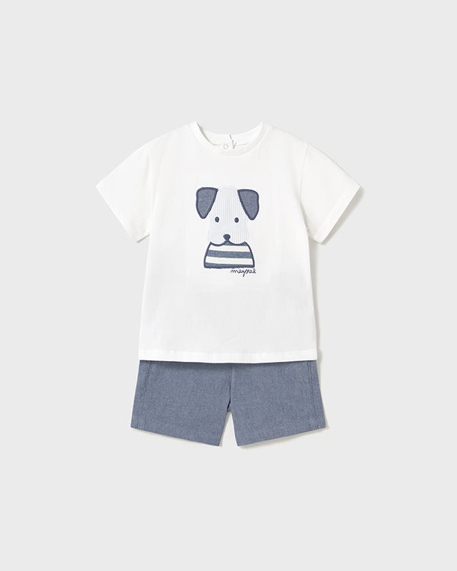Completo con bermuda e maglietta neonato Mayoral cane jeans Mayoral Azzurro