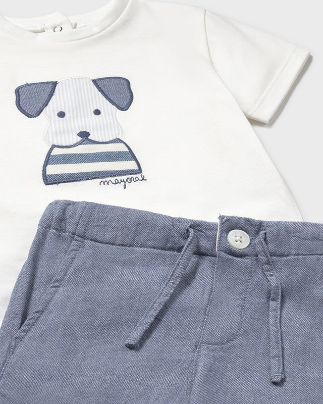 Completo con bermuda e maglietta neonato Mayoral cane jeans Mayoral Azzurro