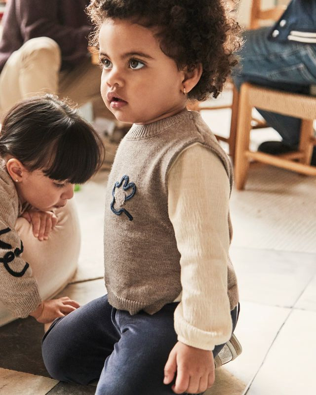 Completo con gilet 3 pezzi neonata Mayoral fiori blu navy Mayoral 6 Mesi 68cm