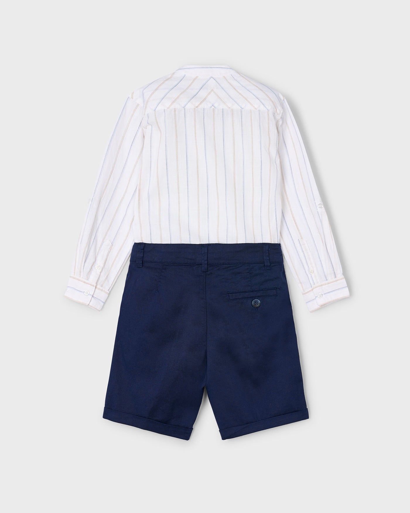 Completo elegante bambino Mayoral camicia righe bermuda blu marino Mayoral 2 Anni 92cm