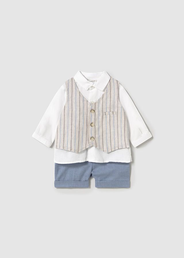 Completo elegante pantaloncino e camicia con gilet neonato Mayoral Newborn Mayoral Mix