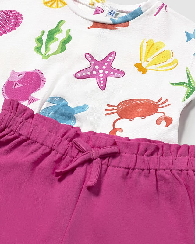 Completo estivo 3 pezzi neonata Mayoral pesci fucsia Mayoral Fucsia