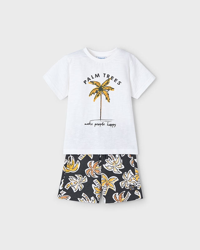 Completo estivo bambino Mayoral bermuda palme risalto Mayoral Bianco
