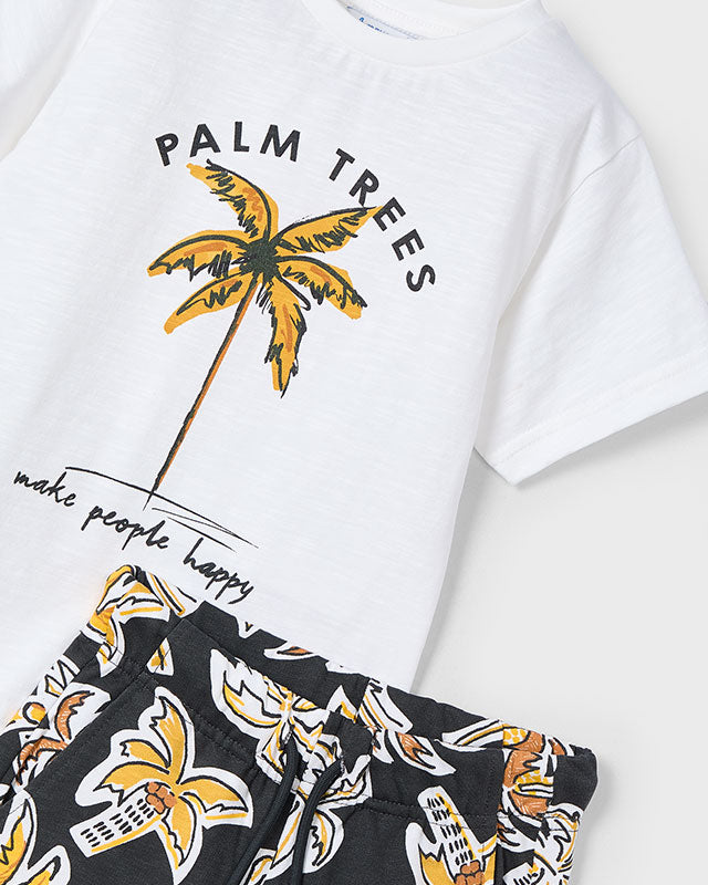 Completo estivo bambino Mayoral bermuda palme risalto Mayoral Bianco