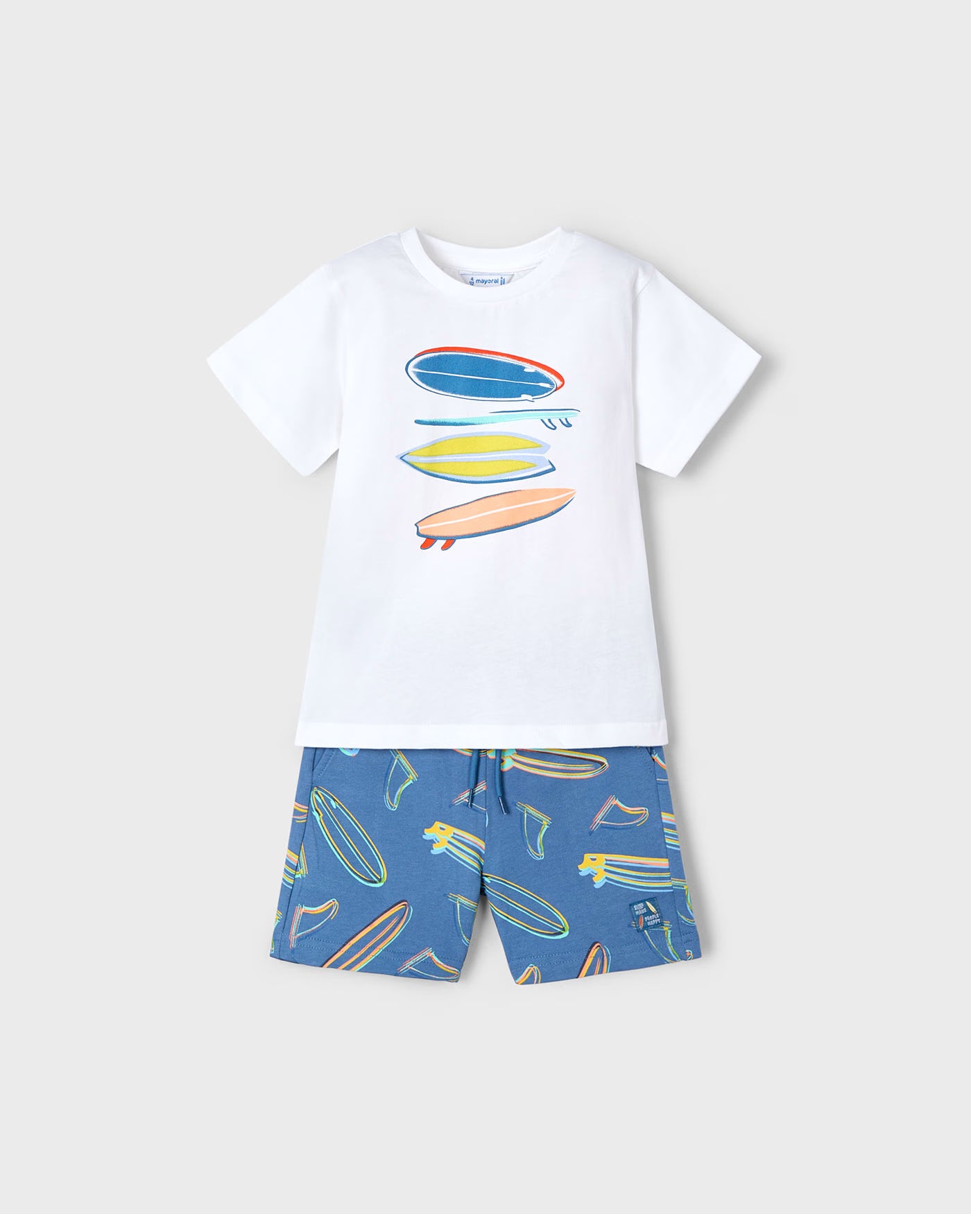 Completo estivo bambino Mayoral bermuda tavole Surf blu riviera Mayoral Bianco