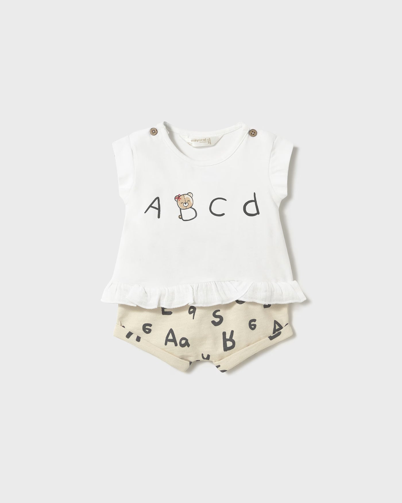 Completo estivo neonata Mayoral Newborn cecio lettere Mayoral Bianco