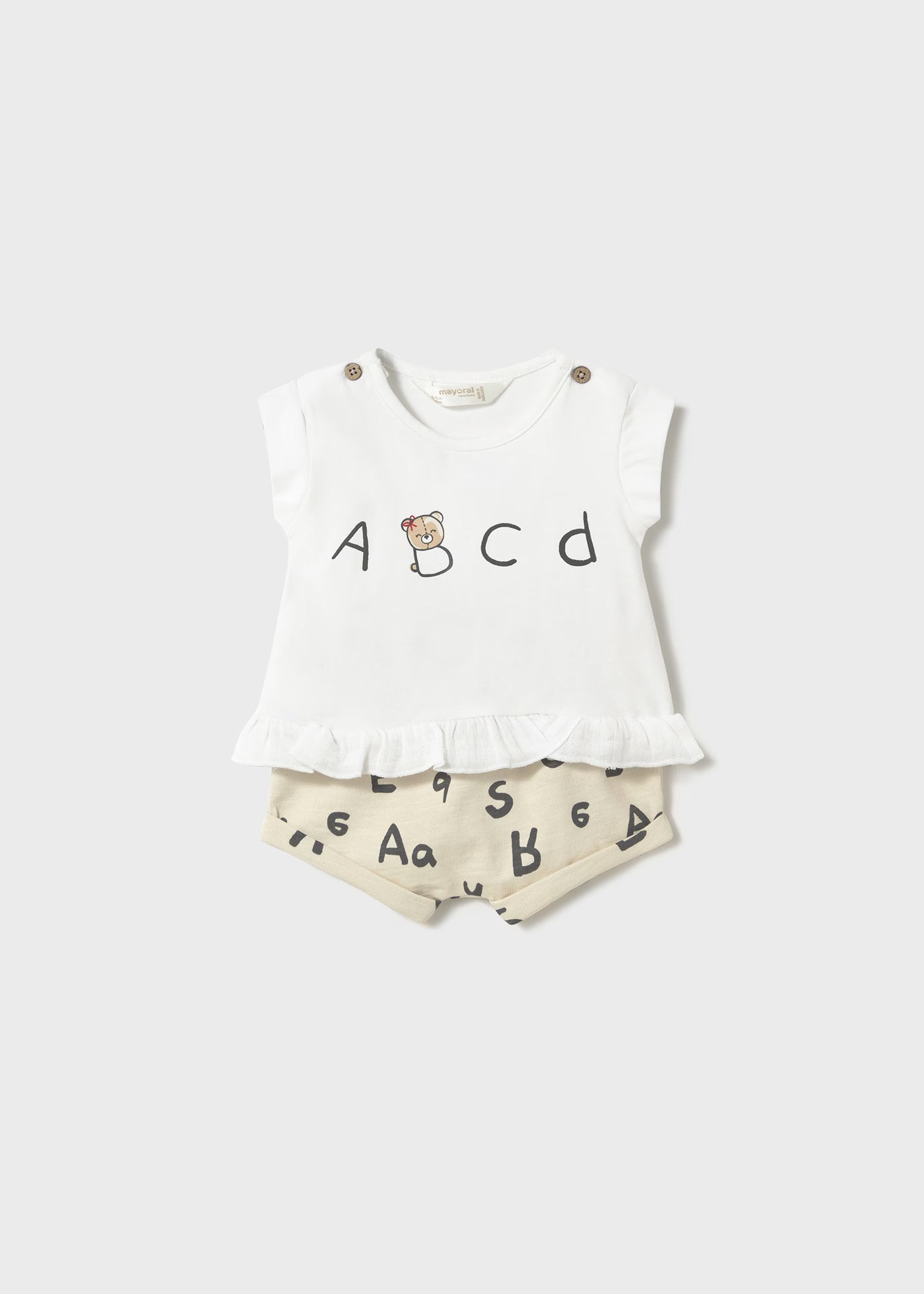 Completo estivo neonata Mayoral Newborn cecio lettere Mayoral Bianco
