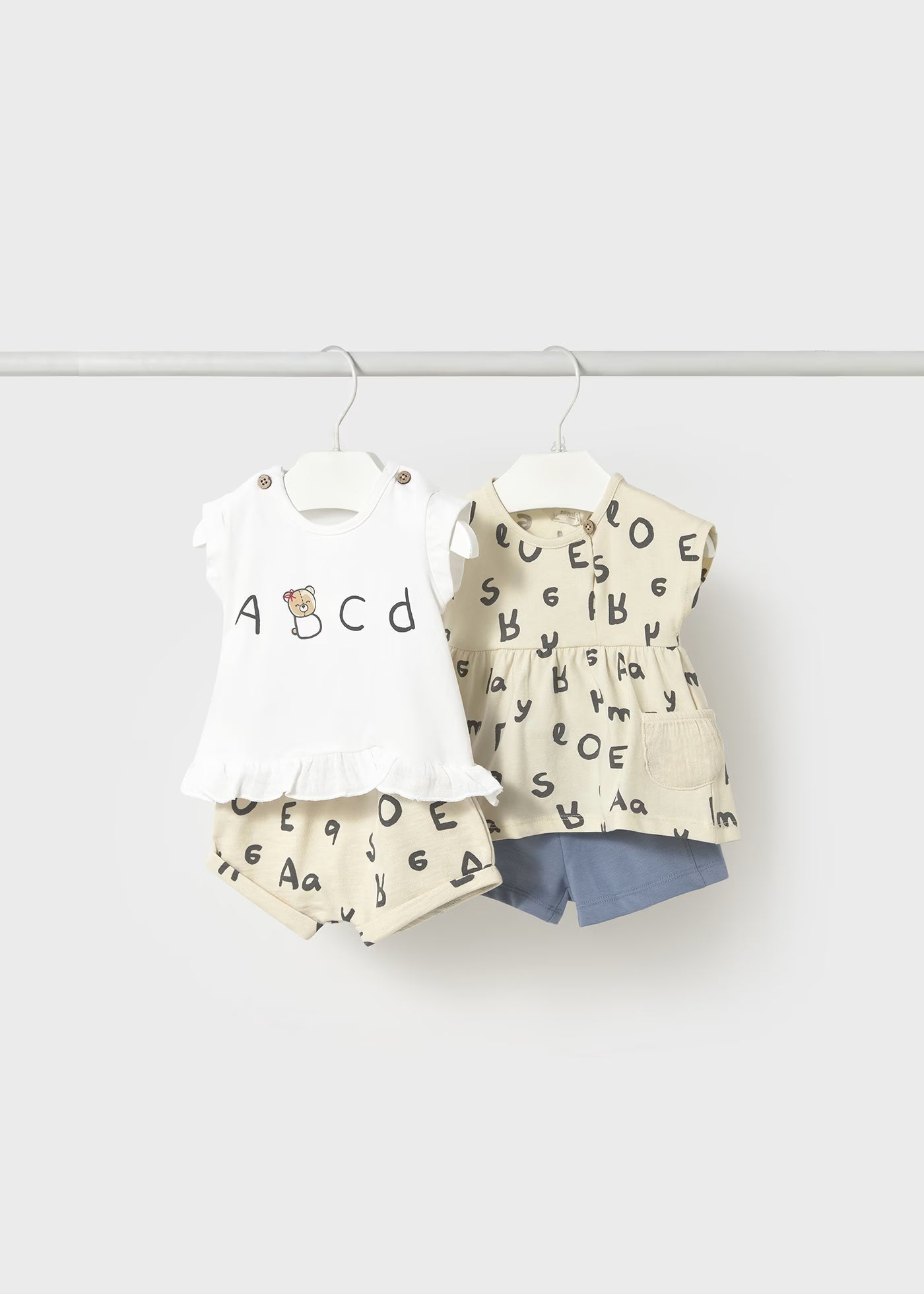 Completo estivo neonata Mayoral Newborn cecio lettere Mayoral Bianco