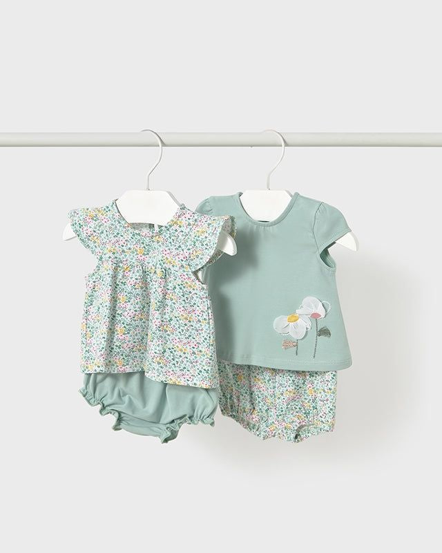 Completo estivo neonata Mayoral Newborn floreale verde giada Mayoral Multicolore