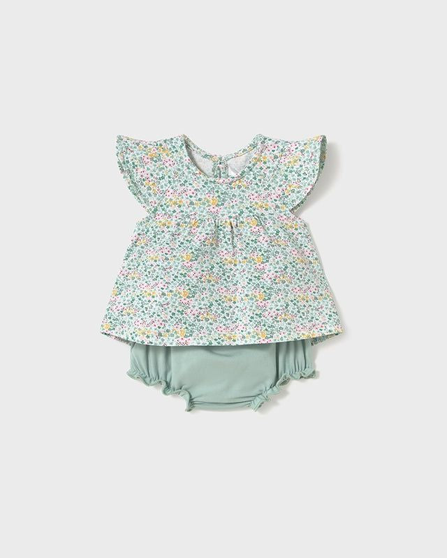 Completo estivo neonata Mayoral Newborn floreale verde giada Mayoral Multicolore