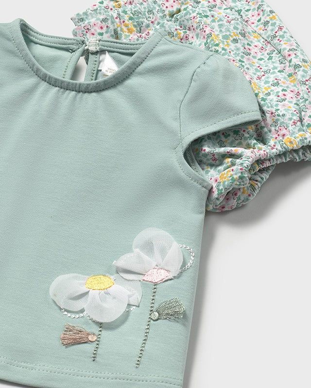 Completo estivo neonata Mayoral Newborn floreale verde giada Mayoral Multicolore