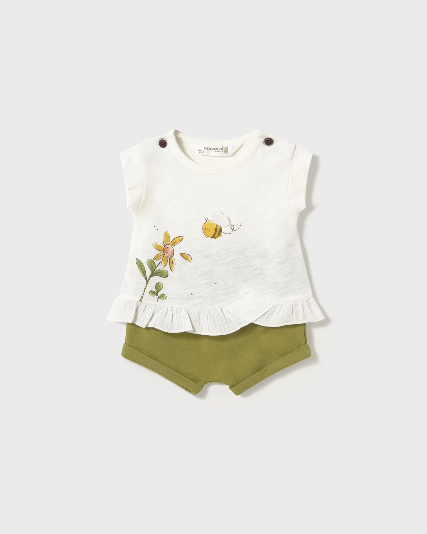 Completo estivo neonata Mayoral Newborn oliva Ape Mayoral Bianco