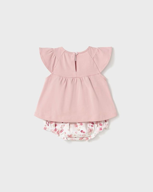Completo estivo neonata Mayoral Newborn rosa floreale Mayoral Bianco