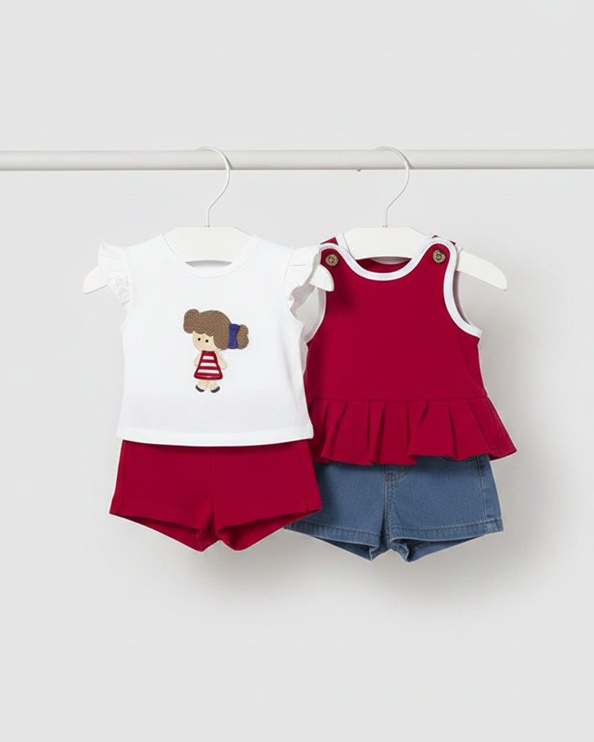 Completo estivo neonata Mayoral Newborn rosso o bianco jeans Mayoral 0-1 Mesi 55cm