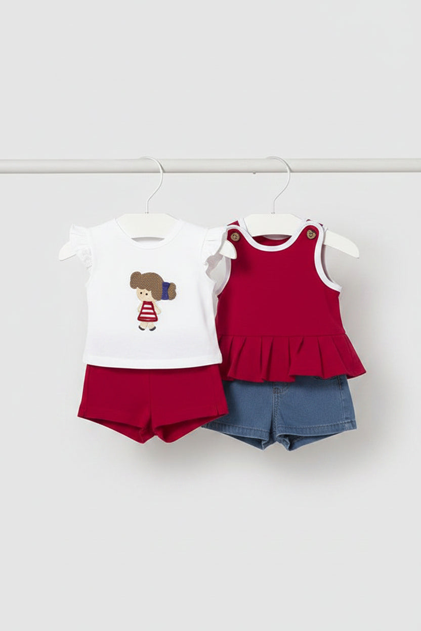 Completo estivo neonata Mayoral Newborn rosso o bianco jeans Mayoral 0-1 Mesi 55cm