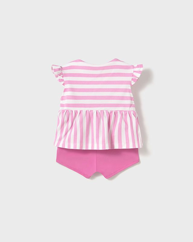 Completo estivo neonata Mayoral Newborn Uccelino rosa tulipano Mayoral Blu
