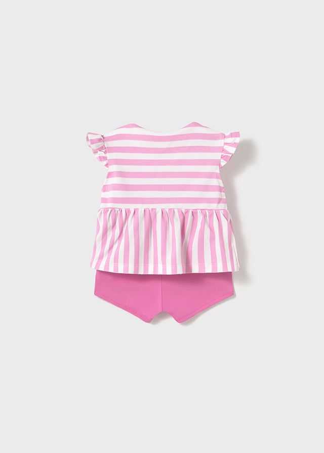 Completo estivo neonata Mayoral Newborn Uccelino rosa tulipano Mayoral Blu