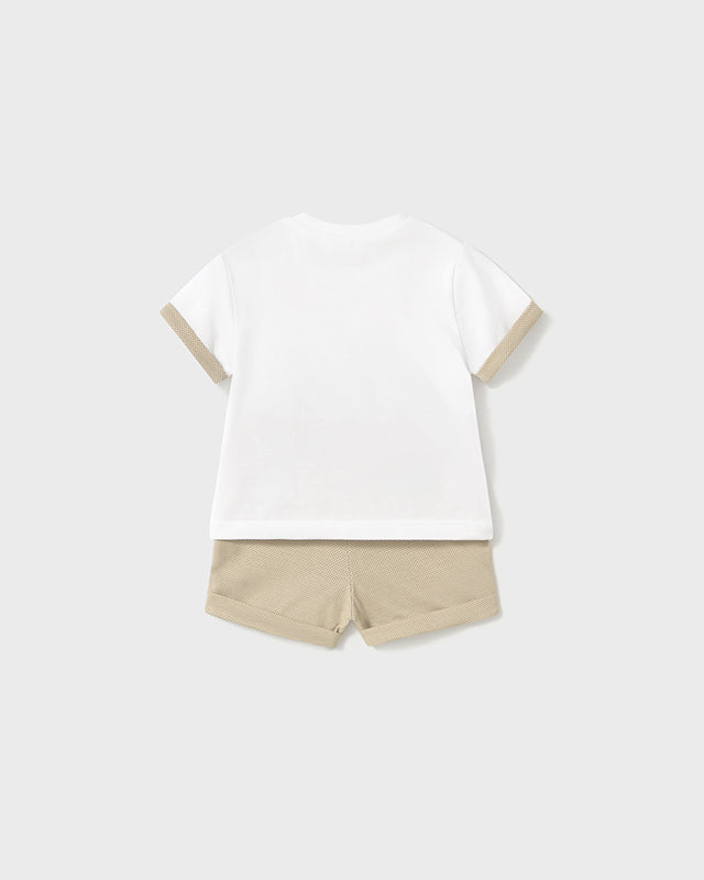 Completo estivo neonato Mayoral Newborn ricamato Capuccino Mayoral Biancheria