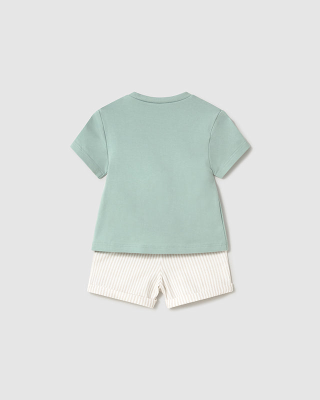 Completo estivo neonato Mayoral Newborn ricamato Verde Mayoral Bianco