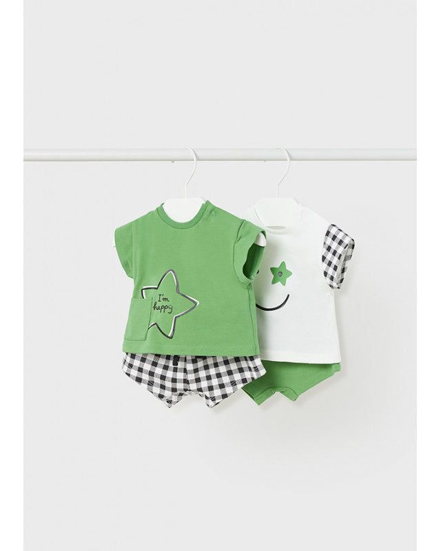 Completo estivo neonato Mayoral Newborn Stella a quadri verde o bianco Mayoral 0-1 Mesi 55cm