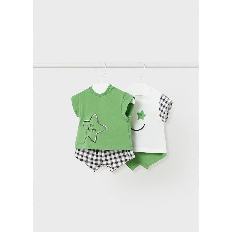 Completo estivo neonato Mayoral Newborn Stella a quadri verde o bianco Mayoral 0-1 Mesi 55cm