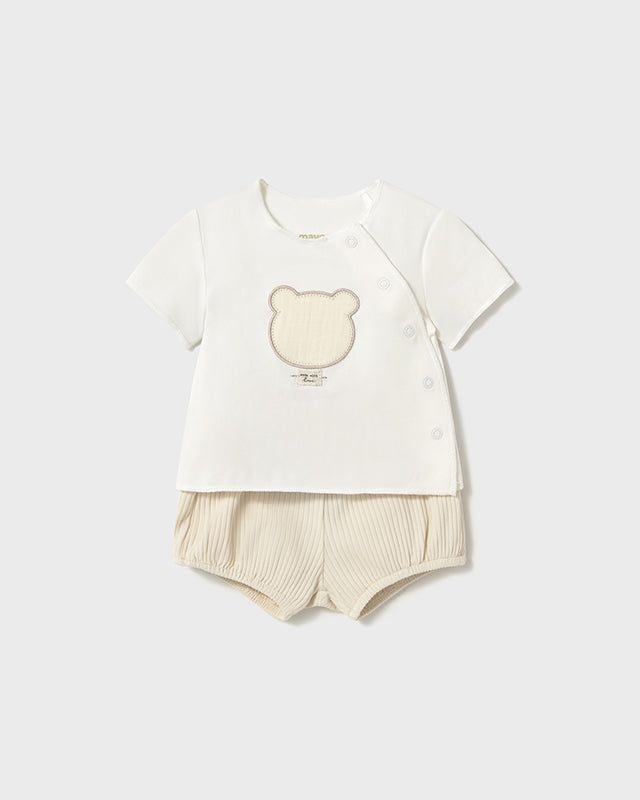 Completo estivo unisex neonati orsetto beige ceramica Mayoral Beige