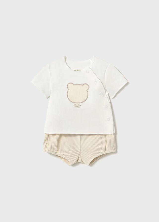 Completo estivo unisex neonati orsetto beige ceramica Mayoral Beige