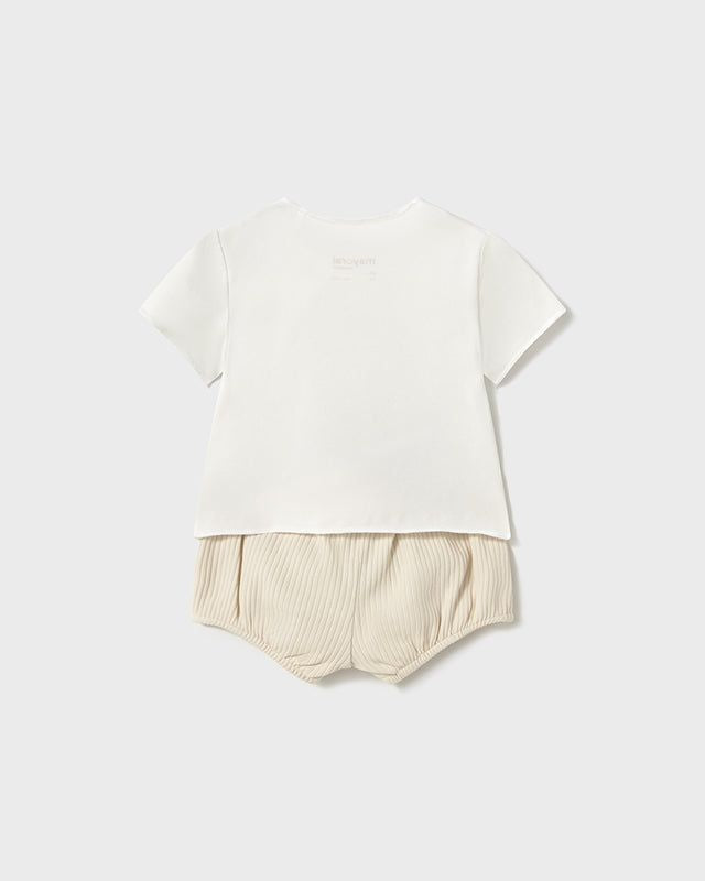 Completo estivo unisex neonati orsetto beige ceramica Mayoral Beige