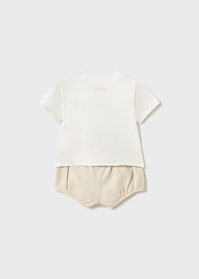Completo estivo unisex neonati orsetto beige ceramica Mayoral Beige