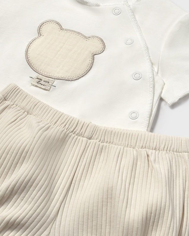 Completo estivo unisex neonati orsetto beige ceramica Mayoral Beige