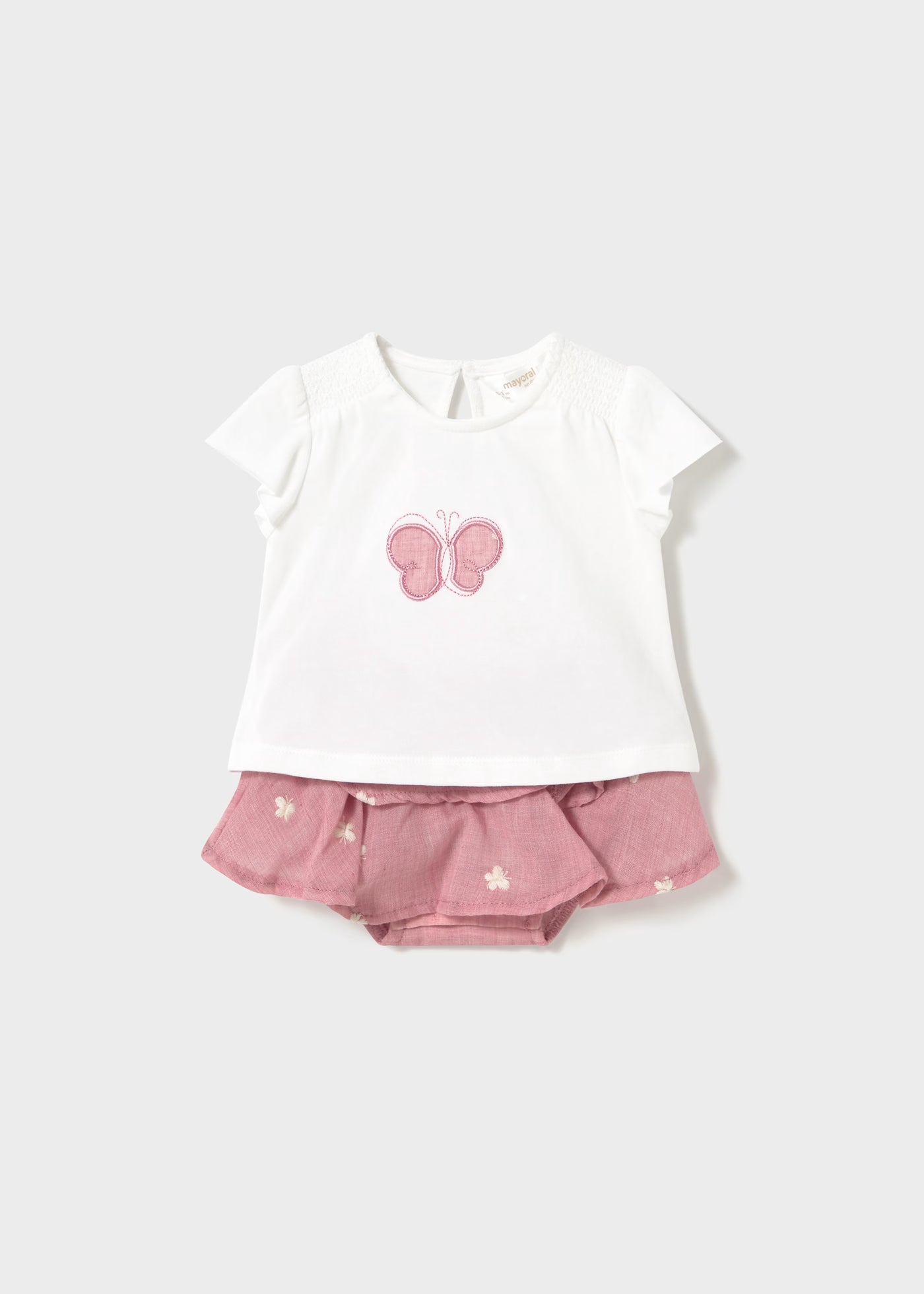 Completo gonna e maglietta neonata Mayoral Newborn hibiscus Mayoral Rosa