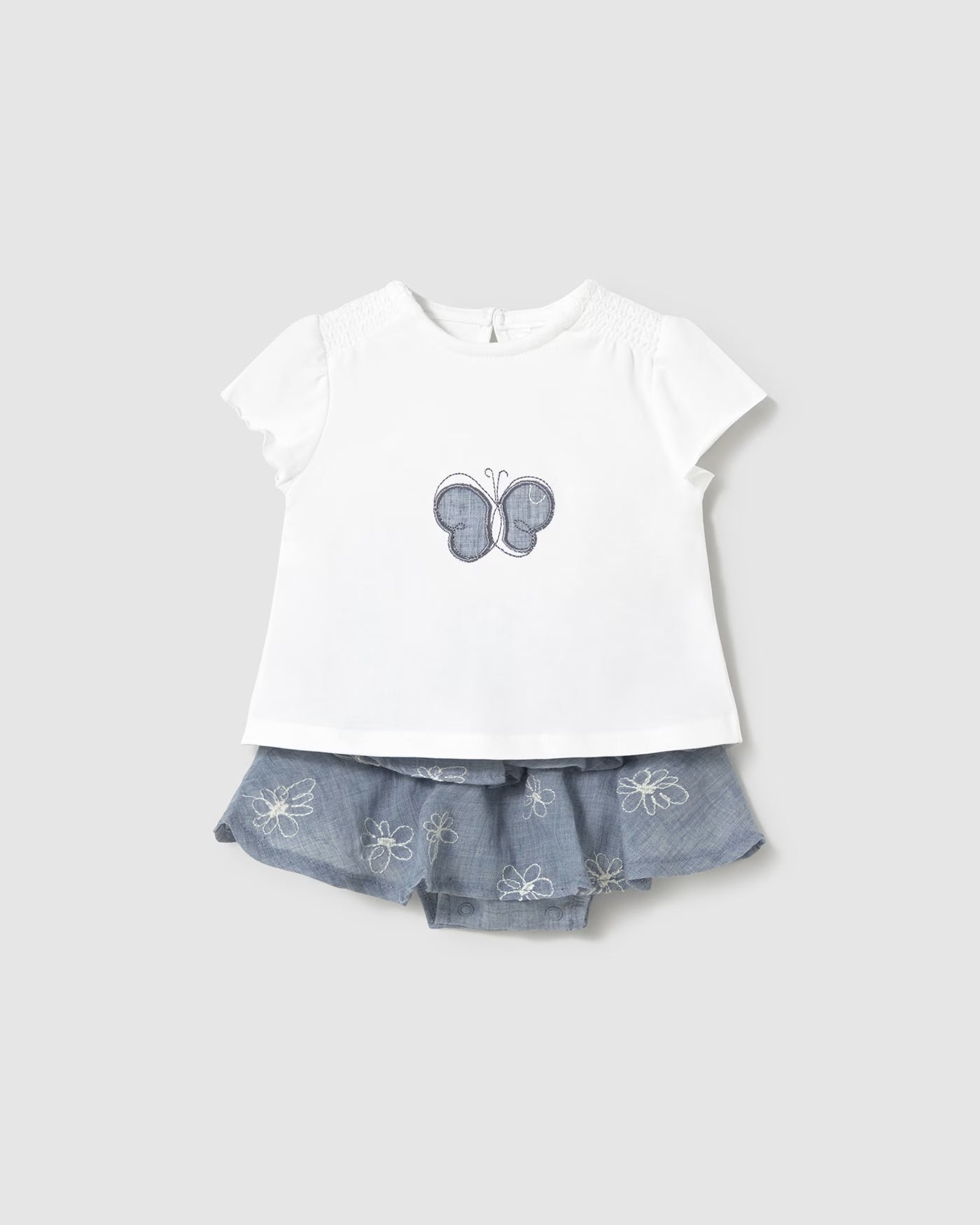 Completo gonna e maglietta neonata Mayoral Newborn jeans Mayoral Bianco