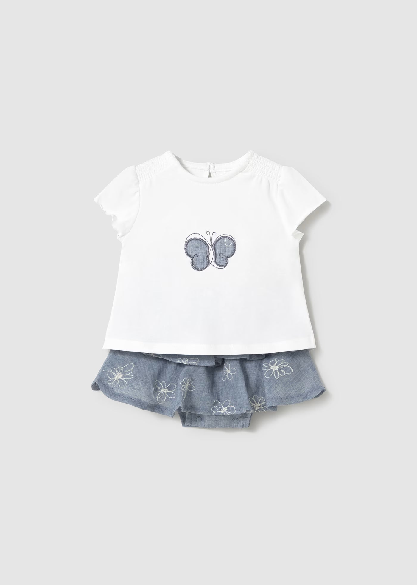 Completo gonna e maglietta neonata Mayoral Newborn jeans Mayoral Bianco