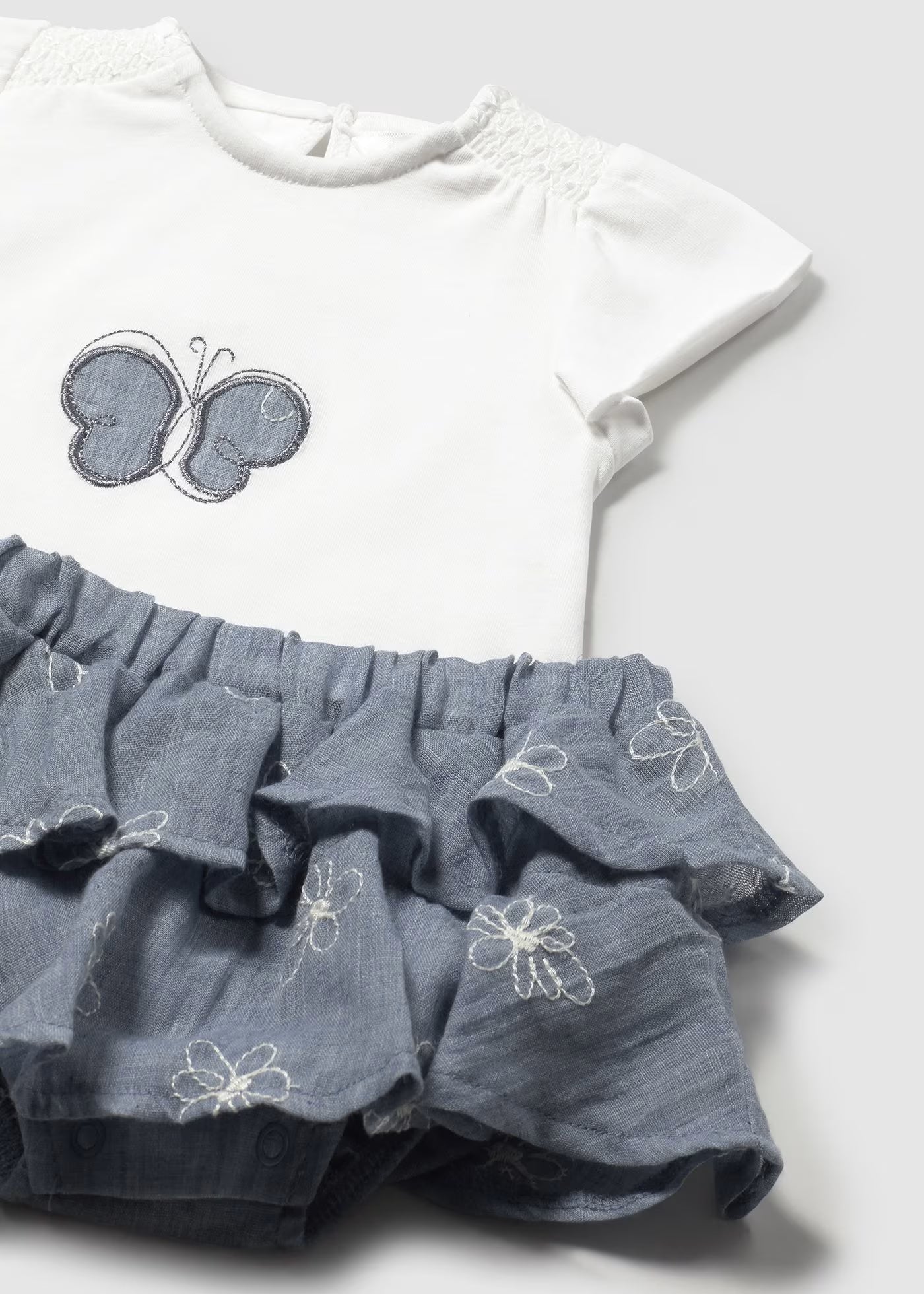 Completo gonna e maglietta neonata Mayoral Newborn jeans Mayoral Bianco