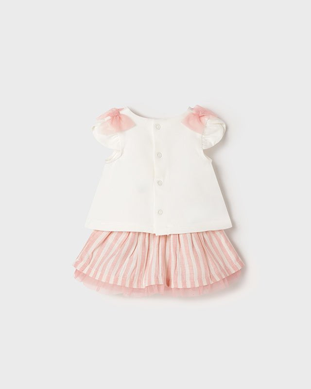 Completo gonna righe rosa e bianco neonata Mayoral Newborn - ErreGiModaBimbo