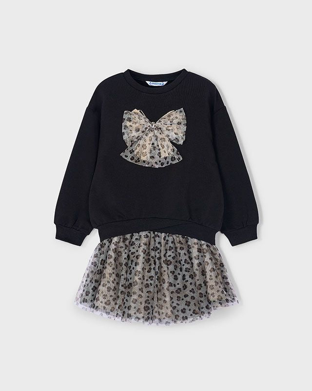 Completo gonna tulle e felpa bambina Mayoral nero maculato Mayoral 2 Anni 92cm