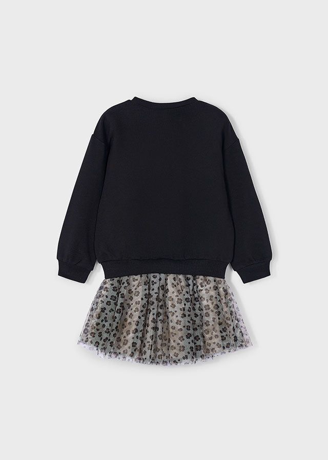 Completo gonna tulle e felpa bambina Mayoral nero maculato Mayoral 2 Anni 92cm