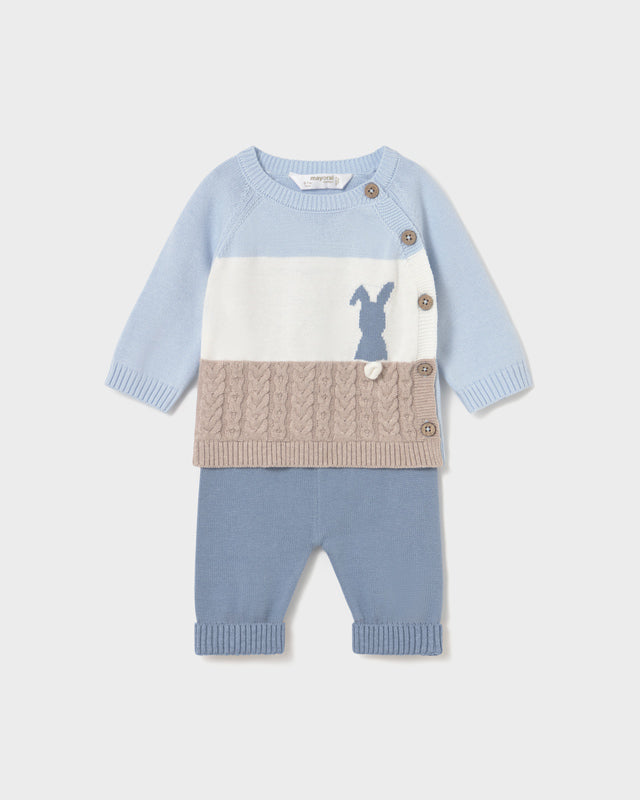 Completo in filo di caldo cotone neonato Mayoral Newborn coniglio azzurro-beige Mayoral 0-1 Mesi 55cm