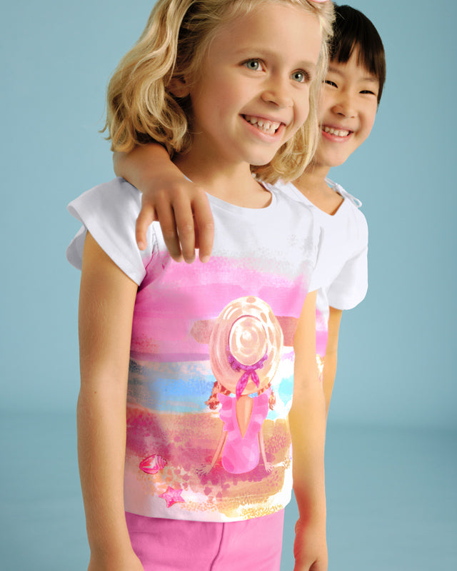 Completo leggings 3/4 e maglietta tramonto bambina Mayoral Mayoral Rosa