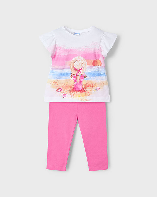 Completo leggings 3/4 e maglietta tramonto bambina Mayoral Mayoral Rosa
