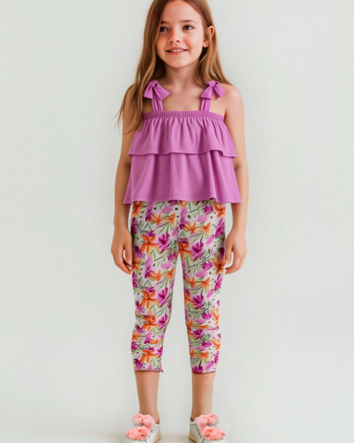 Completo leggings a tre quarti e maglietta volant bambina Mayoral malva Mayoral 2 Anni 92cm