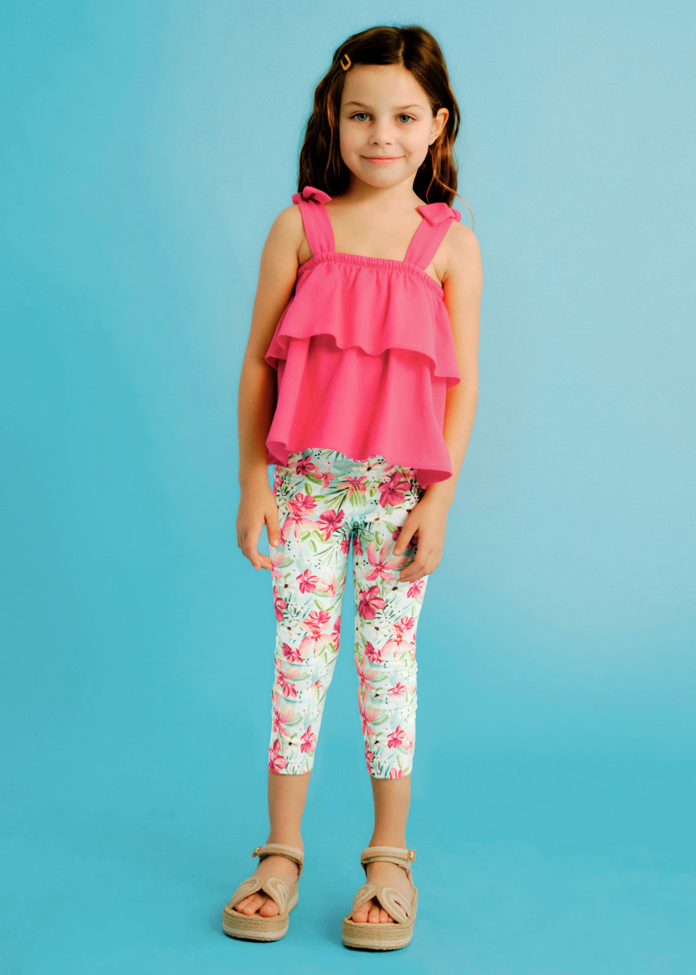 Completo leggings a tre quarti e maglietta volant bambina Mayoral peonia Mayoral Peonia