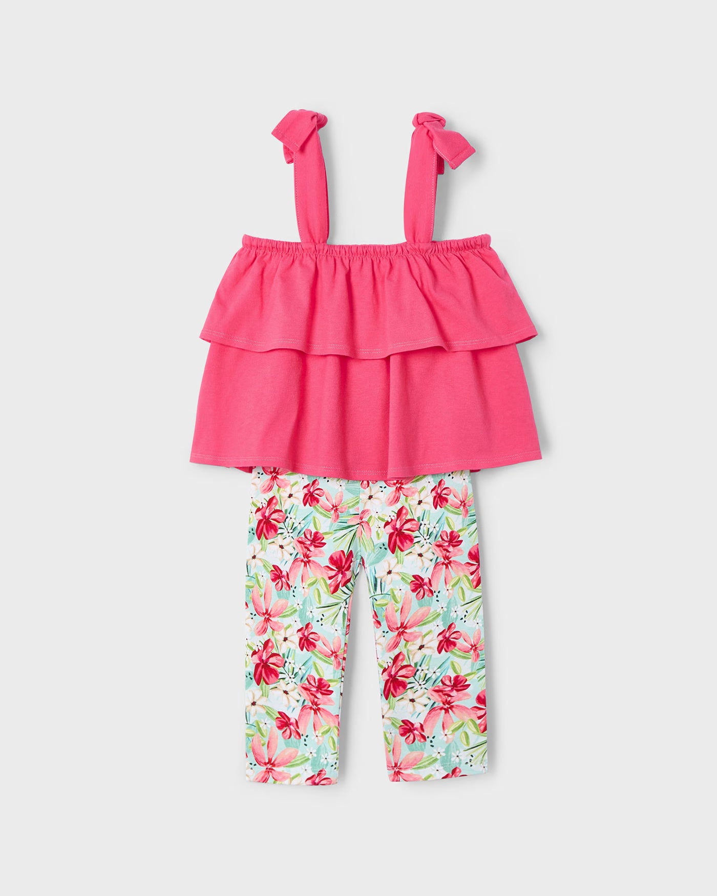 Completo leggings a tre quarti e maglietta volant bambina Mayoral peonia Mayoral Peonia
