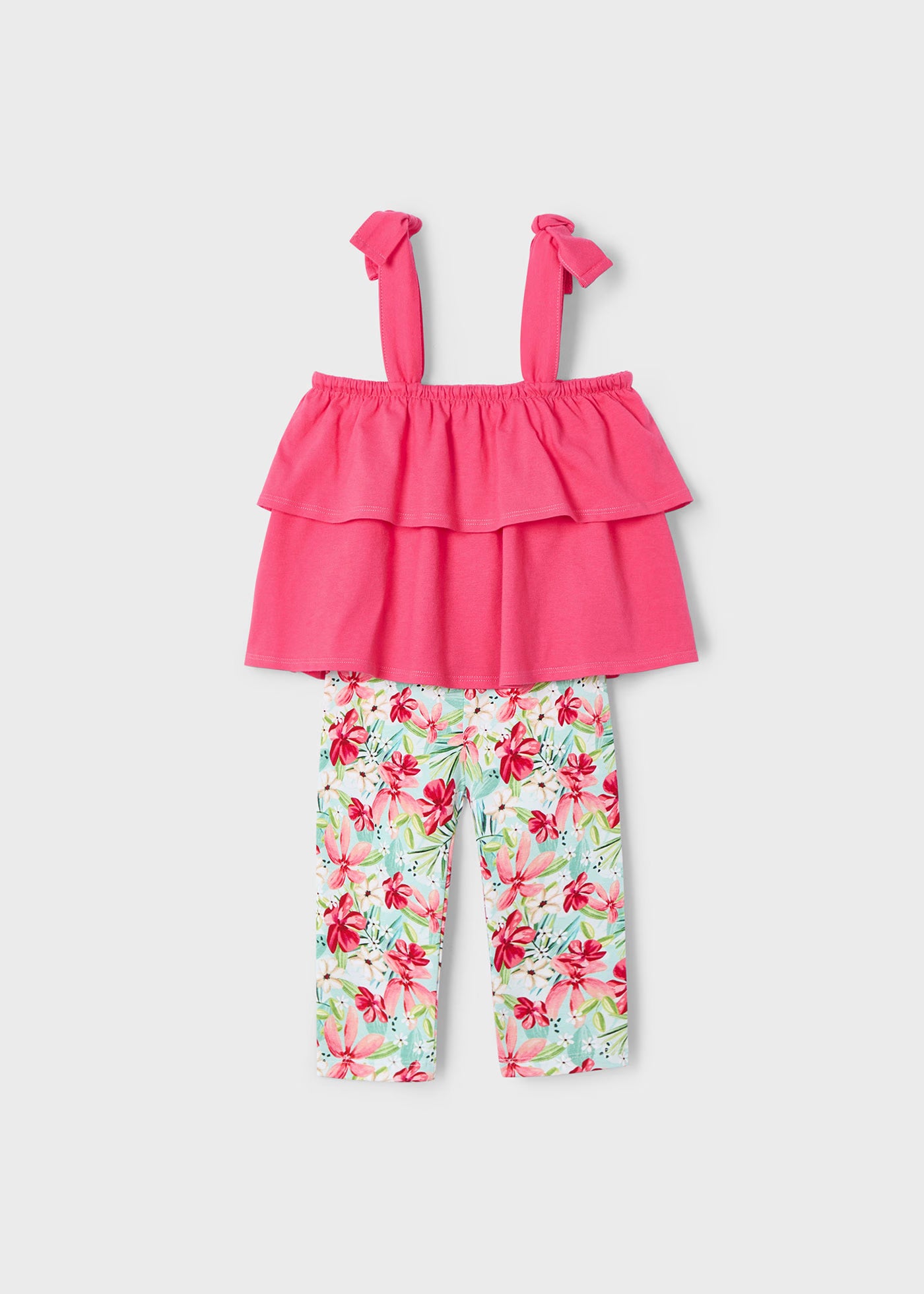 Completo leggings a tre quarti e maglietta volant bambina Mayoral peonia Mayoral Peonia